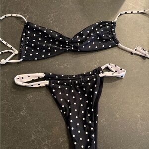 Black and White Polka Dot Bikini Set